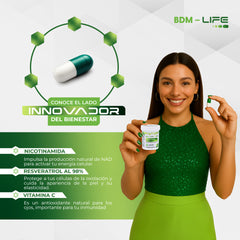 BDM LIFE Nicotinamida Nad, Suplemento Alimenticio, 60 Cáps. - Juveternal
