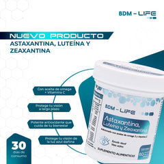 Astaxantina Luteína y Zeaxantina Suplemento Alimenticio BDM Life - Juveternal