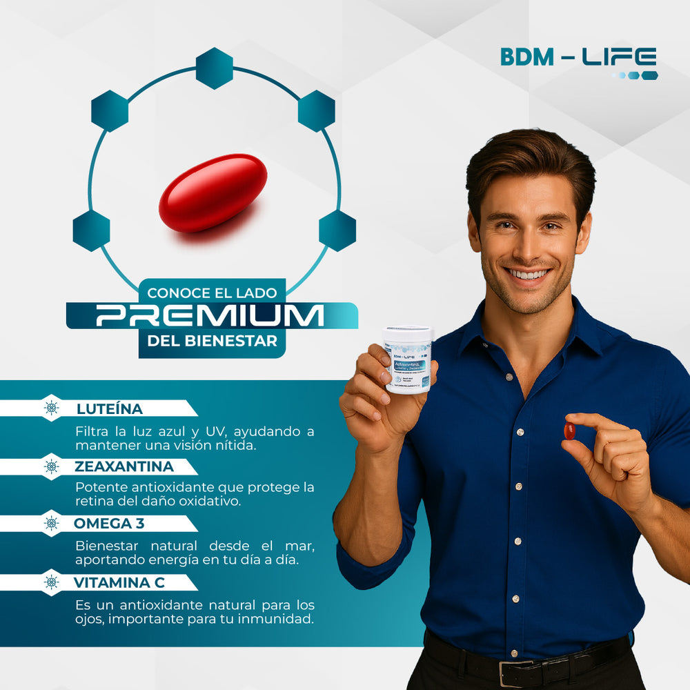 Astaxantina Luteína y Zeaxantina Suplemento Alimenticio BDM Life - Juveternal
