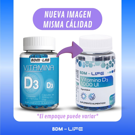 Vitamina D3 5000UI | Suplemento alimenticio | 60 cápsulas - Juveternal