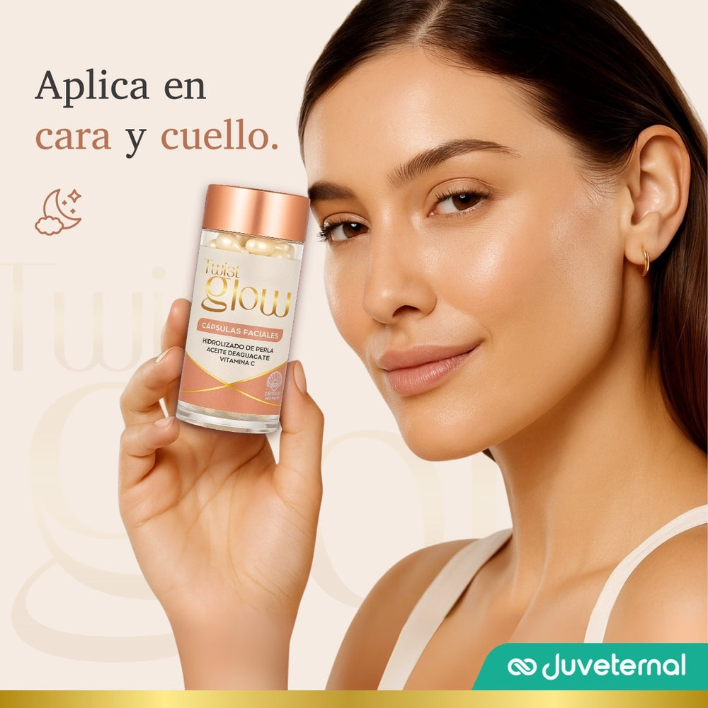 Twist Glow Cápsulas Faciales Hidrolizado de Perla Aceite de Aguacate y Vitamina C - Juveternal