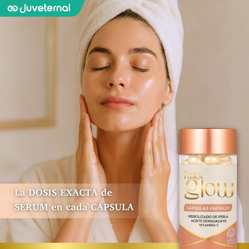 Twist Glow Cápsulas Faciales Hidrolizado de Perla Aceite de Aguacate y Vitamina C - Juveternal