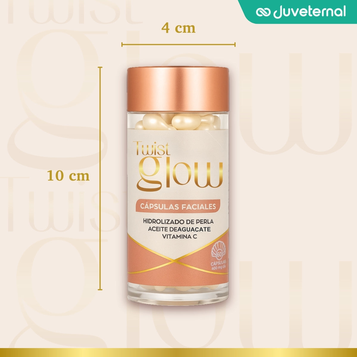 Twist Glow Cápsulas Faciales Hidrolizado de Perla Aceite de Aguacate y Vitamina C