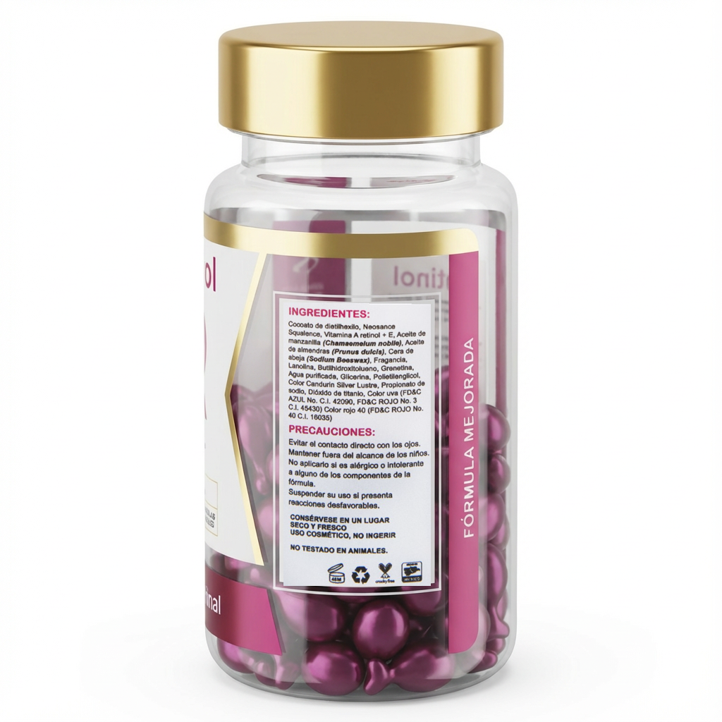 Cápsulas Faciales Retinol, 90 Unidades,  Renovación y Antiedad