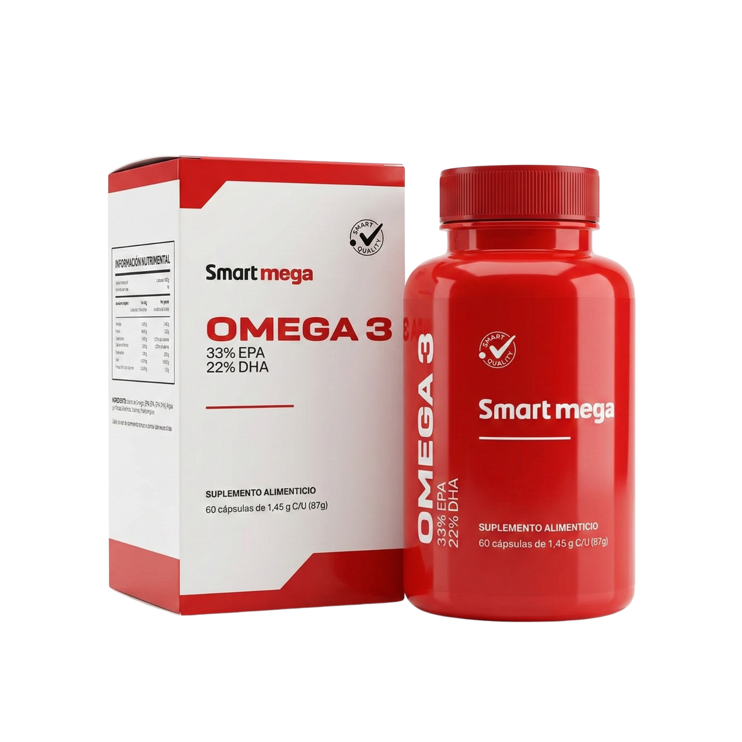 Smart Mega OMEGA 3 Suplemento alimenticio 30 cápsulas - Juveternal