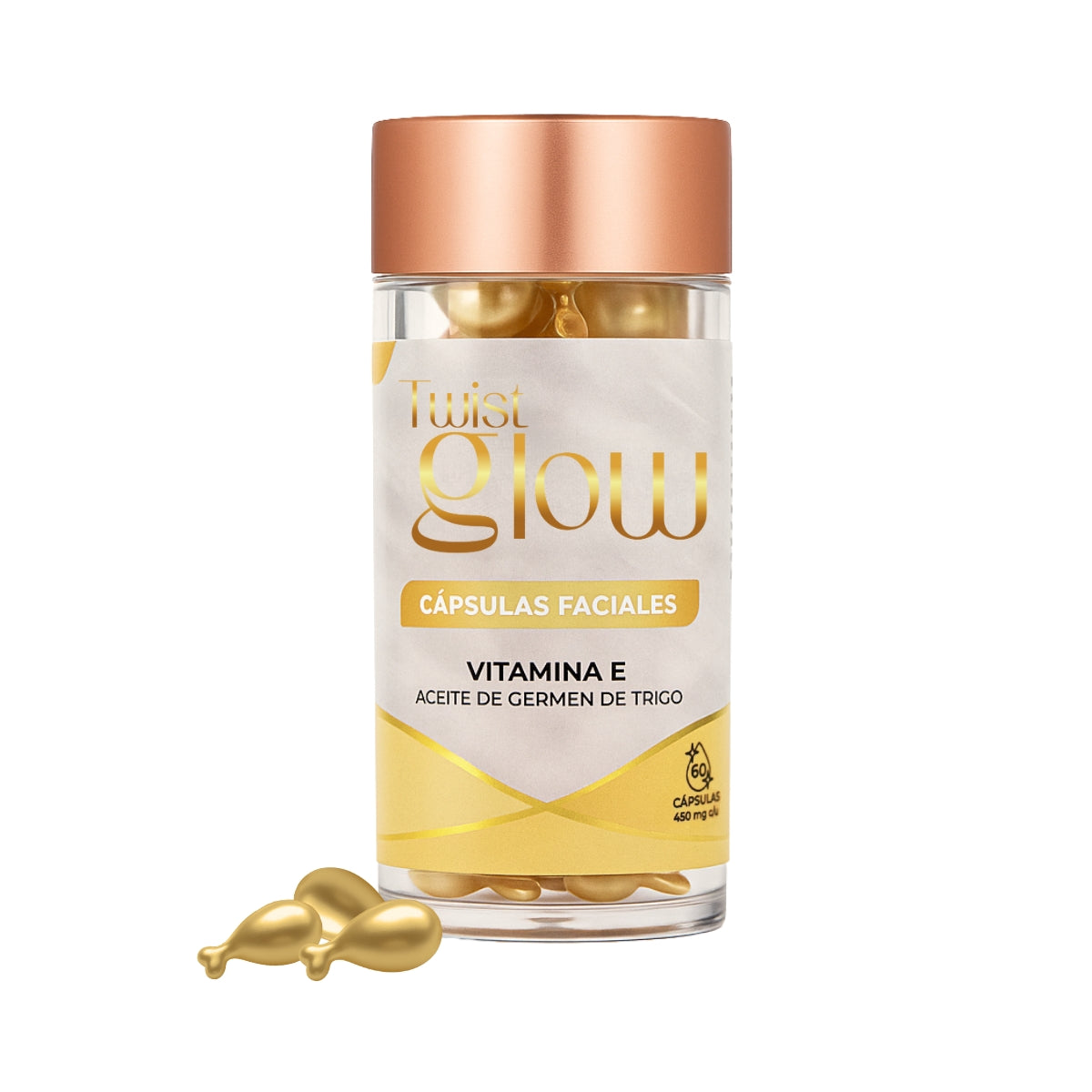 Twist Glow Cápsulas Faciales de Vitamina E y Aceite de Germen de Trigo