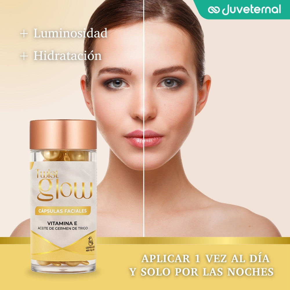 Twist Glow Cápsulas Faciales de Vitamina E y Aceite de Germen de Trigo - Juveternal