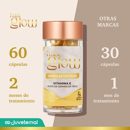 Twist Glow Cápsulas Faciales de Vitamina E y Aceite de Germen de Trigo - Juveternal