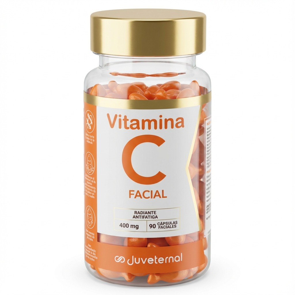 Cápsulas Faciales de Vitamina C, 90 Unidades, Luminosidad y Antioxidantes