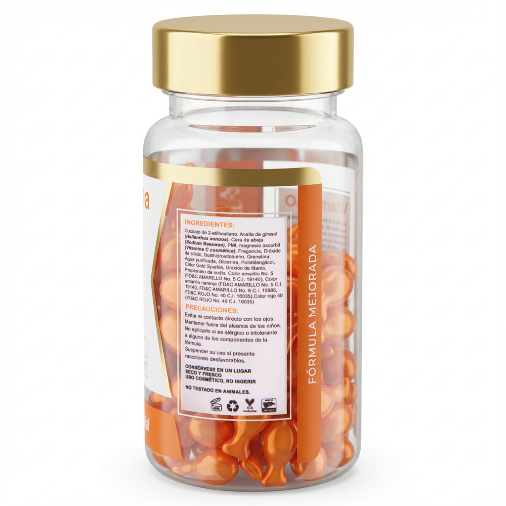 Cápsulas Faciales de Vitamina C, 90 Unidades, Luminosidad y Antioxidantes - Juveternal