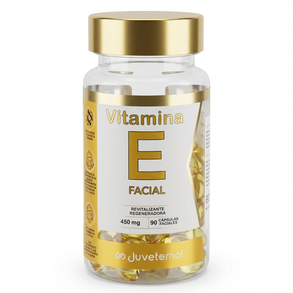 Cápsulas Faciales de Vitamina E, 90 Unidades, Suavidad y Protección