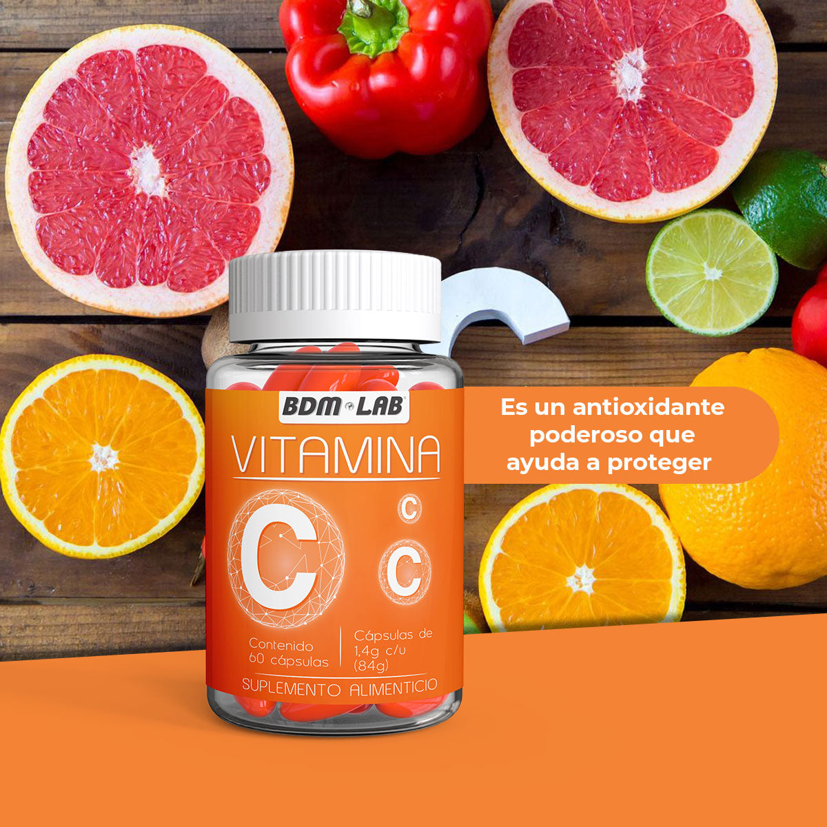 Vitamina C | Suplemento alimenticio |  60 cápsulas