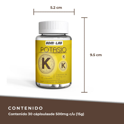 Potasio | 30 capsulas | Suplemento alimenticio