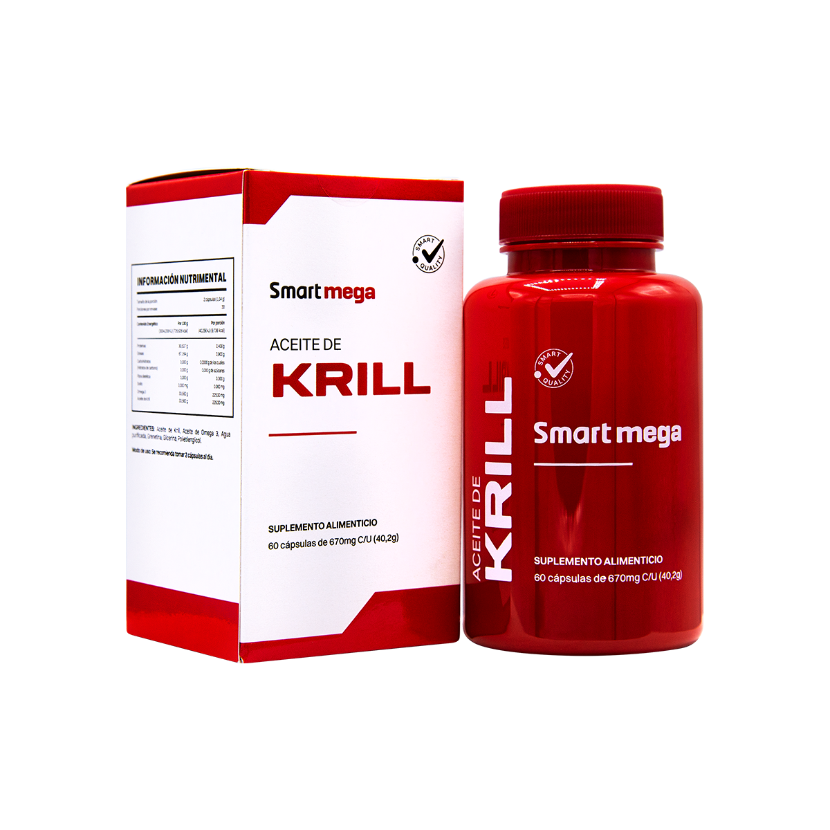 SMART MEGA Neo krill 60 Cápsulas + Aceite de Omega + Aceite de Krill