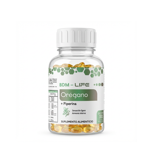 Óregano + Piperina Bienestar Digestivo, 300 cápsulas Suplemento Alimenticio BDM Life - Juveternal